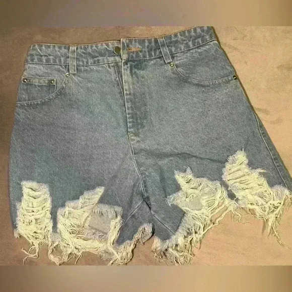 Sea - Oona Frayed Denim Jean Shorts - Size 6 - Picture 3 of 6